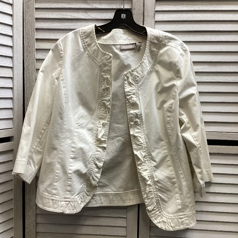 Jacket Other By Chicos In Cream, Size: L Welt Pockets Slit Pockets Flap Pockets