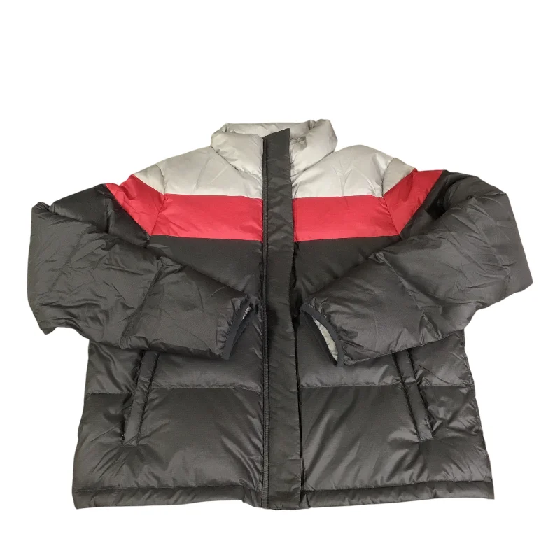 Jacket Puffer & Quilted By Cma In Grey & Red, Size: M Notch Collar Peter Pan Collar Cowl Neck