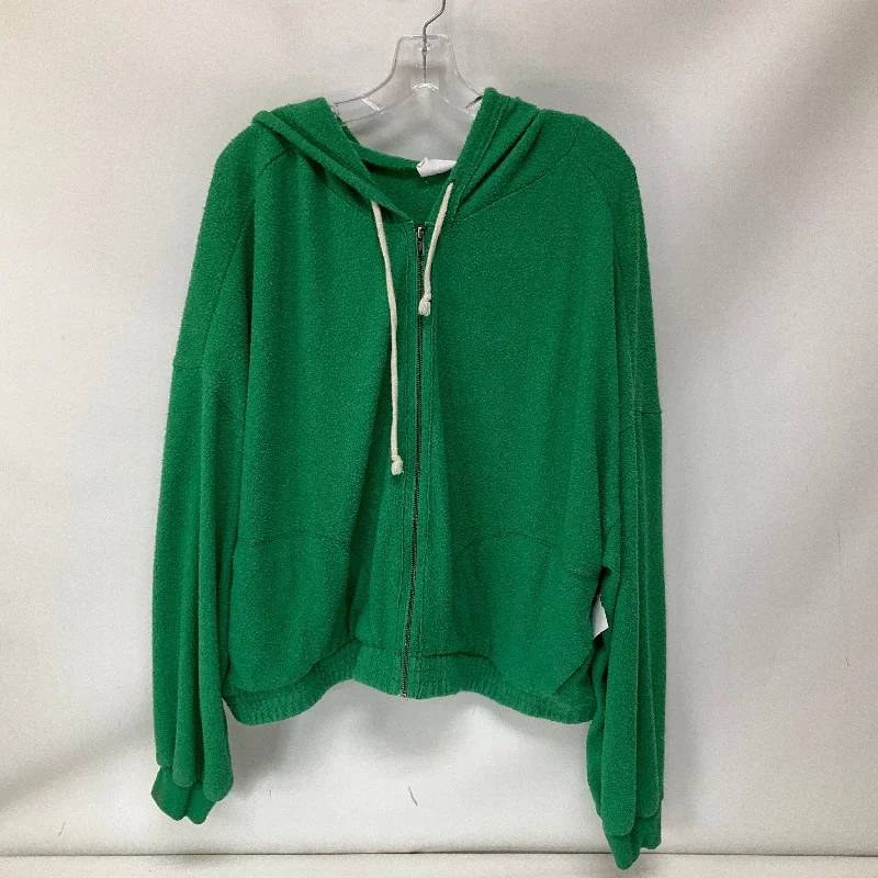 Jacket Shirt By Urban Outfitters In Green, Size: L Hooded Jacket Caped Jacket Shawl Collar Jacket