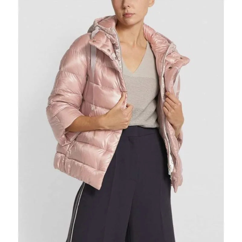 Light Pink Puffer Velvet Jacket Trench Coat Raincoat Waterproof Jacket