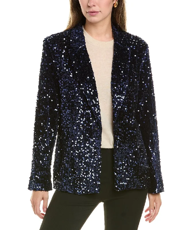 Nanette Nanette Lepore Velvet Sequin Jacket V-Neck Jacket Boat Neck Jacket Square Neck Jacket