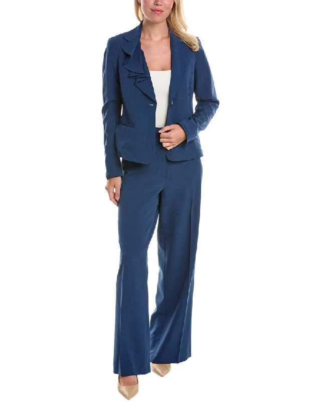 Nipon Boutique 2pc Jacket & Pant Set Welt Pockets Slit Pockets Flap Pockets