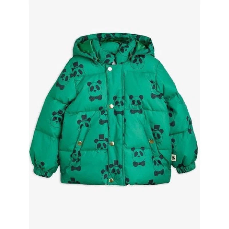 Panda Green Puffer Jacket Print Jacket Jacquard Jacket Embroidered Jacket