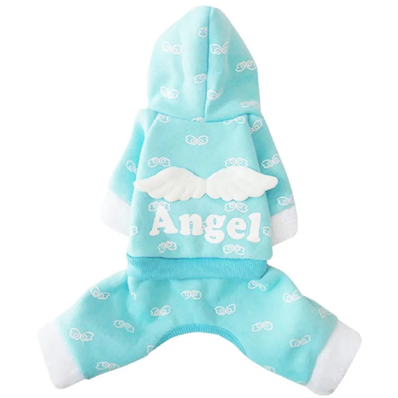 Maxbell Maxbell Pet Dog Cat Puppy Clothes Angel Hoodie Jumpsuit Coat Jacket Apparel Blue L Fleece Jacket Down Jacket Feather Jacket