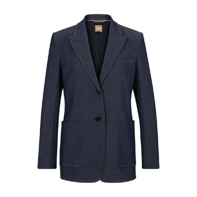 Regular-fit jacket in a denim-look cotton blend Cotton Jacket Linen Jacket Terry Jacket