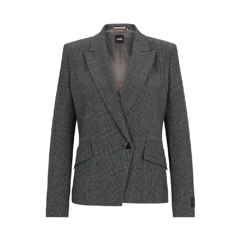 Regular-fit jacket in checked fabric with peak lapels Satin Jacket Silk Jacket Chiffon Jacket