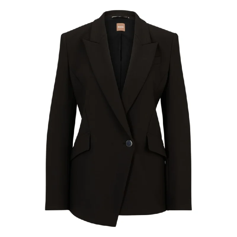 Regular-fit jacket in stretch fabric with asymmetric front Wool Fabric Cashmere Fabric Tweed Fabric