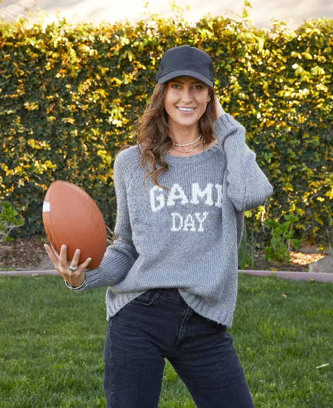 Game Day Football Sweater Turtle Neck Boat Neck Asymmetrical Neck