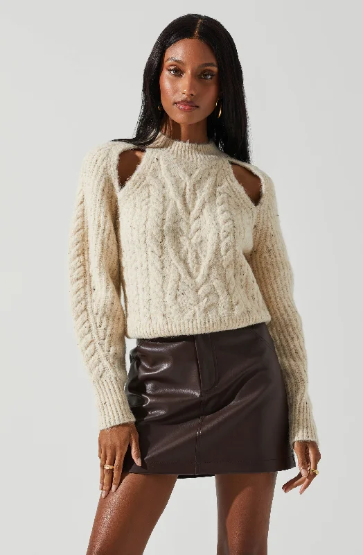 Natalie Cutout Cable Knit Sweater Oversized Loose Flowy