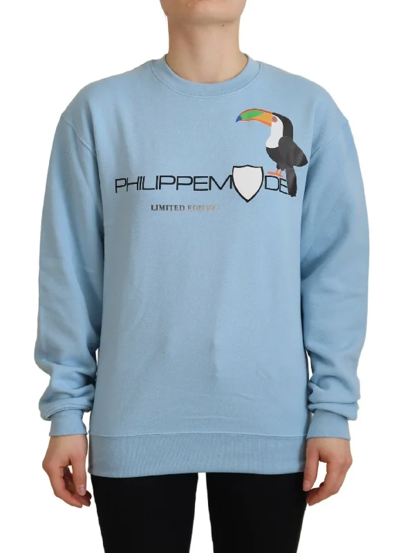 Philippe Model Chic Light Blue Logo Embellished Sweater Cotton Fabric Linen Fabric Terry Fabric Philippe Model Chic Light Blue Logo Embellished Sweater Cotton Fabric Linen Fabric Terry Fabric