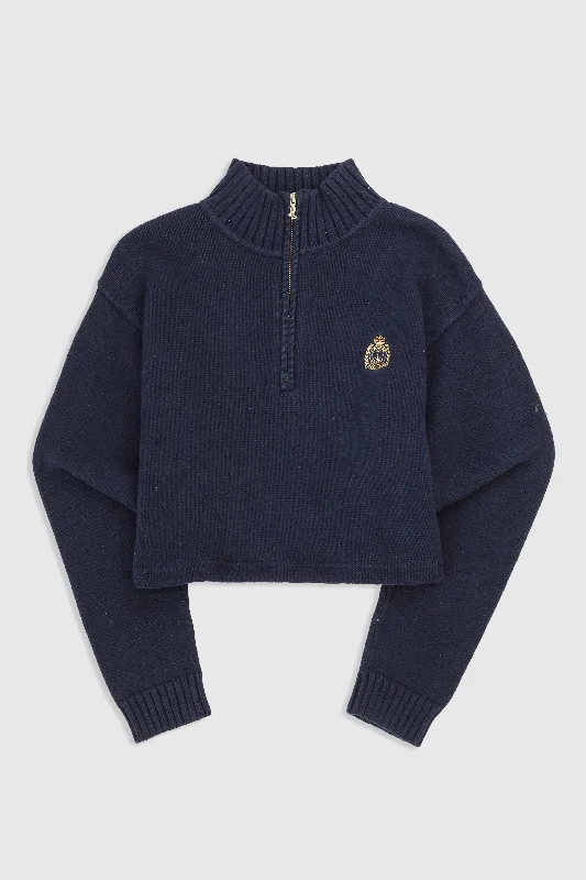 Rework Crop Sweater - L Embroidered Appliqued Beaded
