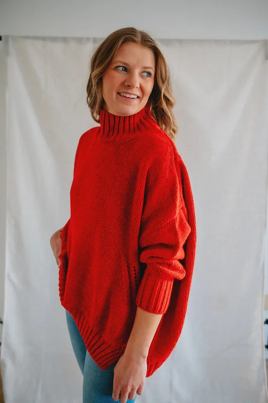 The Margot Sweater by Charli London - Apple Red Cashmere Blend Cotton Blend Poly Blend
