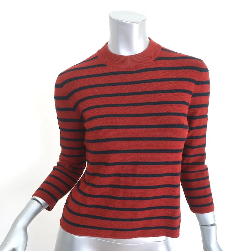 Theory Sweater Lemdora Prosecco Burnt Paprika/Navy Striped Knit Size Small Casual Formal Business