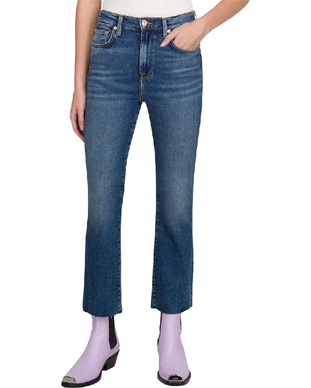 7 For All Mankind High Waist Slim Kick Blue Print Flare Jean Casual Distressed Denim Jeans 7 For All Mankind High Waist Slim Kick Blue Print Flare Jean Casual Distressed Denim Jeans