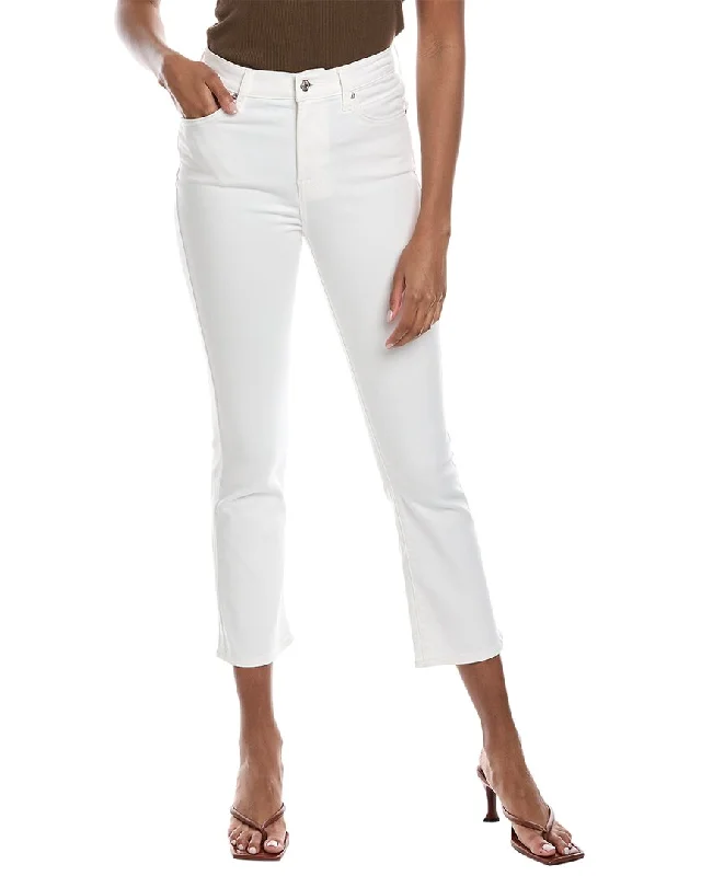 7 For All Mankind White High-Waist Slim Kick Jean Chic Faded Blue Jeans