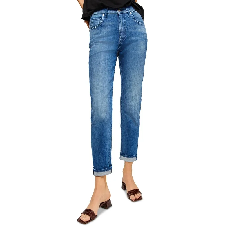 7 For All Mankind Womens Peggi Denim High Rise Skinny Jeans Fashionable Raw Edge Jeans