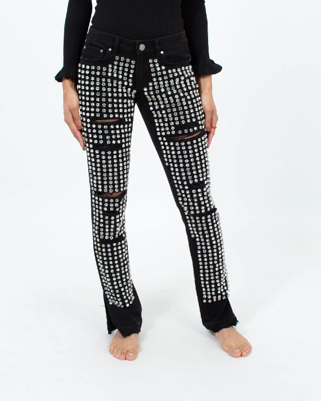 Bedazzled Straight Leg Jeans Trendy Flared Leg Jeans