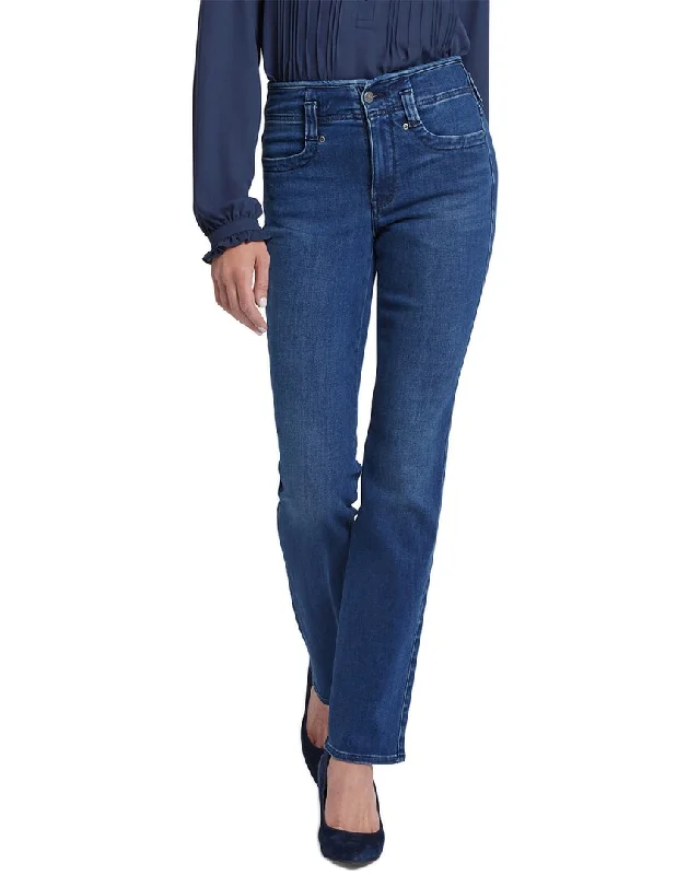 Nydj Marilyn Rendezvous Straight Leg Jean Trendy Wide-Legged High-Waist Jeans
