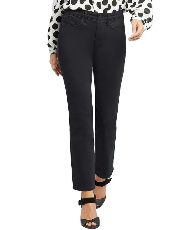 Nydj Sheri Black Ankle Jean Comfortable Folded Hem Jeans