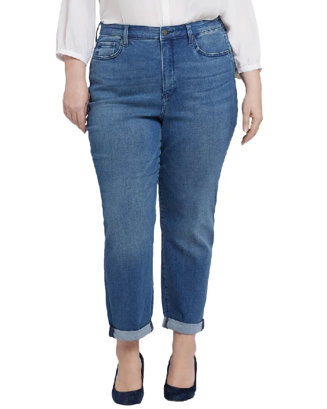 Nydj Plus Margot Cascade Wave Girlfriend Jean Fashionable Raw Hem Bootcut Jeans