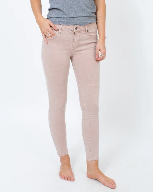 Blush Pink Skinny Jeans Fashionable White Denim Jeans