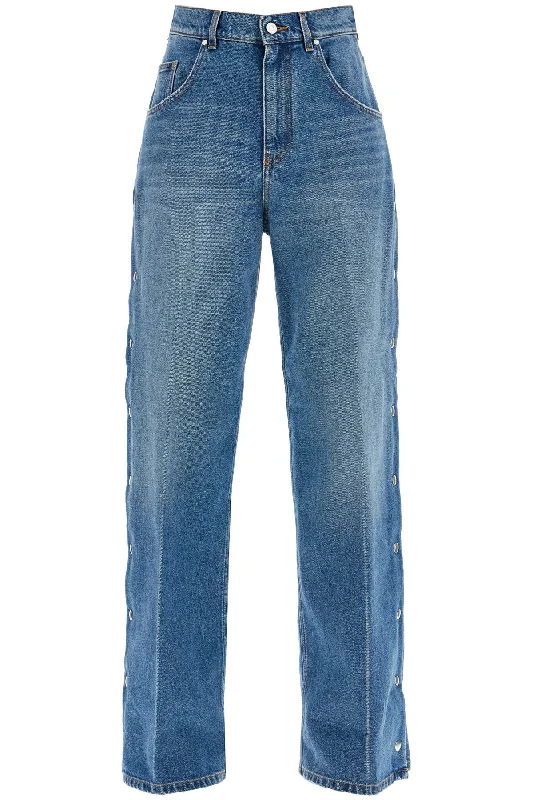 Buttoned Ripped Jeans With Sl Stylish Tapered Fit Jeans