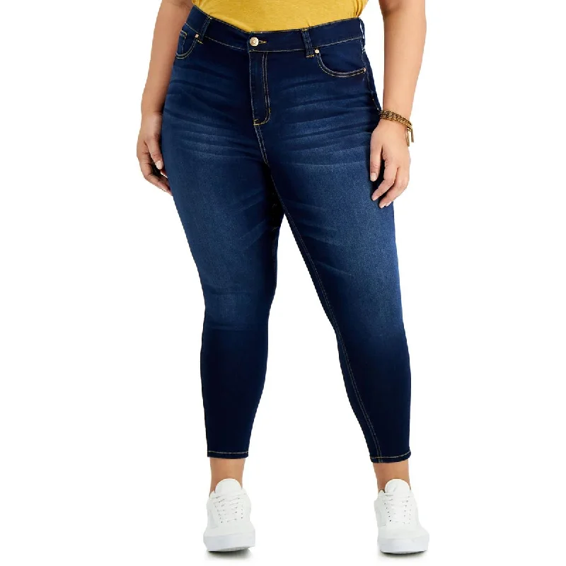 Celebrity Pink Womens Denim Straight Leg Jeans Chic Rolled Cuff Denim Jeans