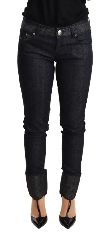 Ermanno Scervino Chic Dark Blue Skinny Trouser Jeans Comfortable Jogger Style Jeans