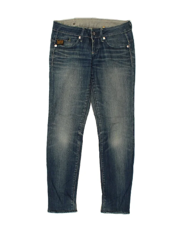 G-STAR Womens Slim Jeans W27 L28 Blue Cotton Fashionable Frayed Hem Denim