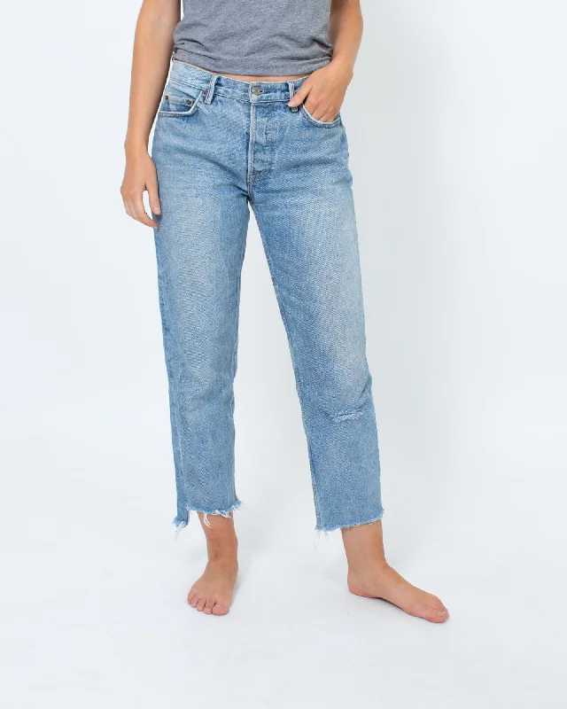 Helena Distressed Jeans Comfortable Faded High-Rise Jeans