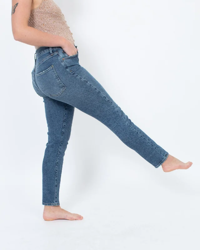 High Rise Straight Leg Jeans Stylish Relaxed Fit Skinny Jeans