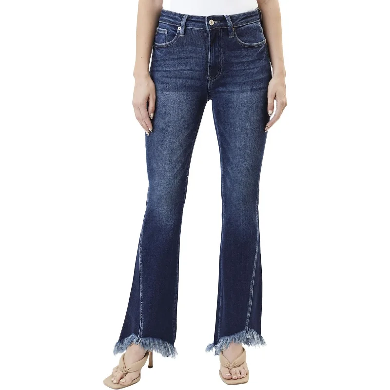 KanCan Womens   Frayed Hem Denim Bootcut Jeans Comfortable Zip-Fly Denim Jeans