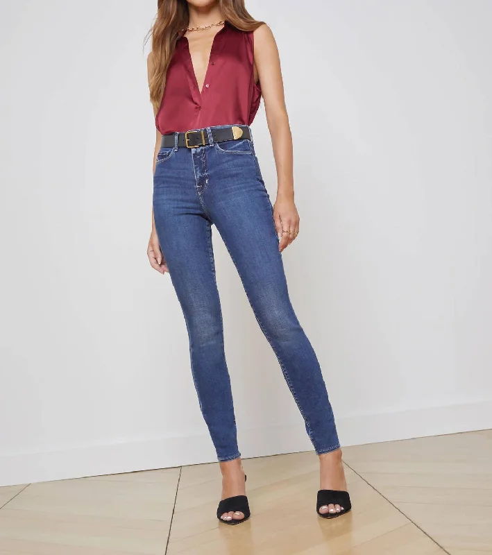 L'agence Monqiue Ultra High Rise Skinny Jean In Magnolia Cozy Relaxed Fit Jeans
