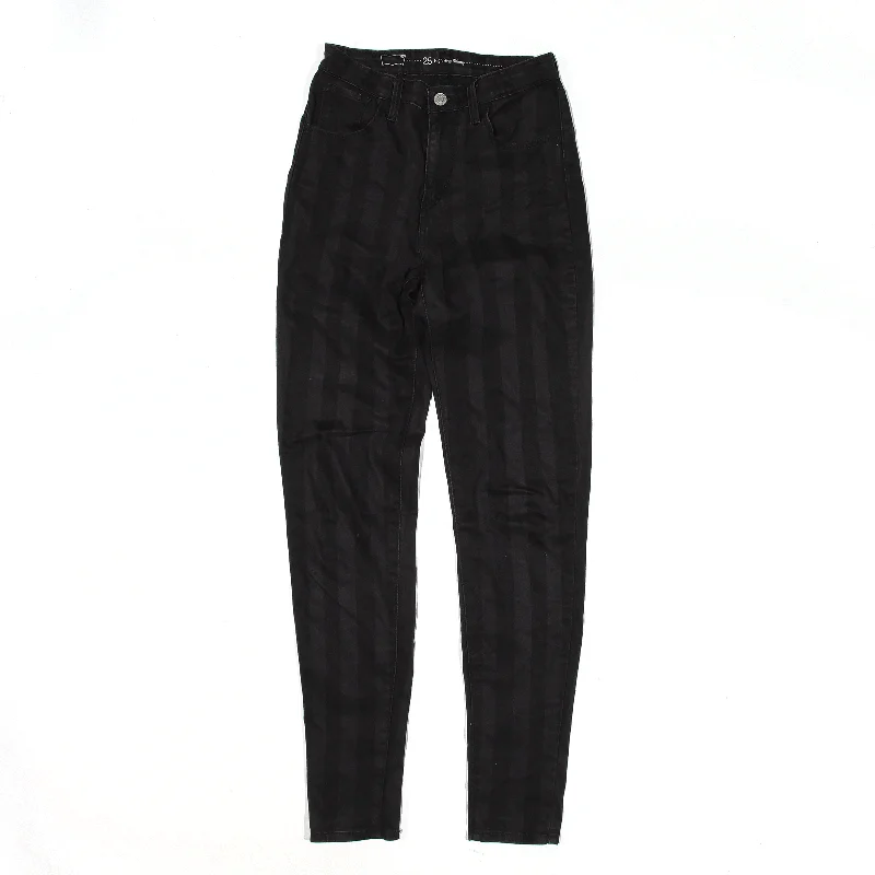 LEVI'S High Rise Jeans Black Denim Slim Skinny Womens W22 L30 Comfortable Faded High-Rise Jeans
