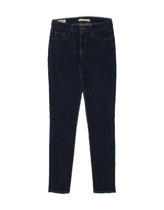 LEVI'S Womens 711 Skinny Jeans W26 L30 Navy Blue Cotton Trendy Flared Leg Jeans