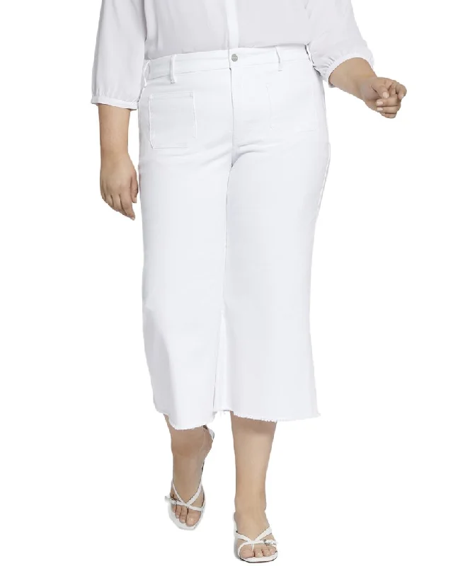 NYDJ Patchie Optic White Capri Jean Fashionable Raw Edge Jeans