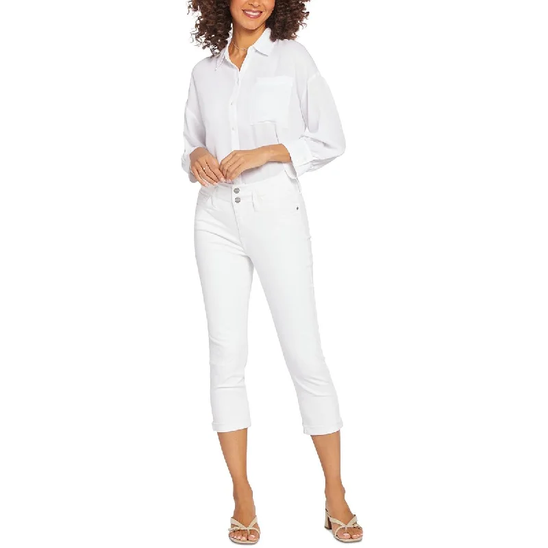 NYDJ Womens Double Button Denim Capri Jeans Trendy Colored Denim Jeans
