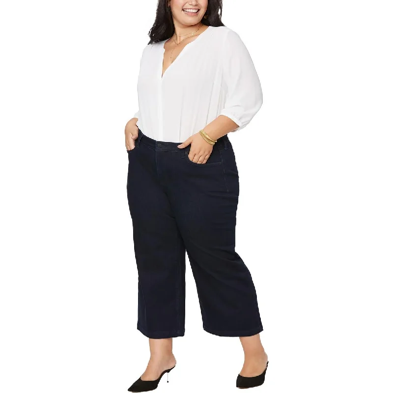 NYDJ Womens Plus High Rise Ankle Wide Leg Jeans Trendy Wide-Leg High-Waist Denim