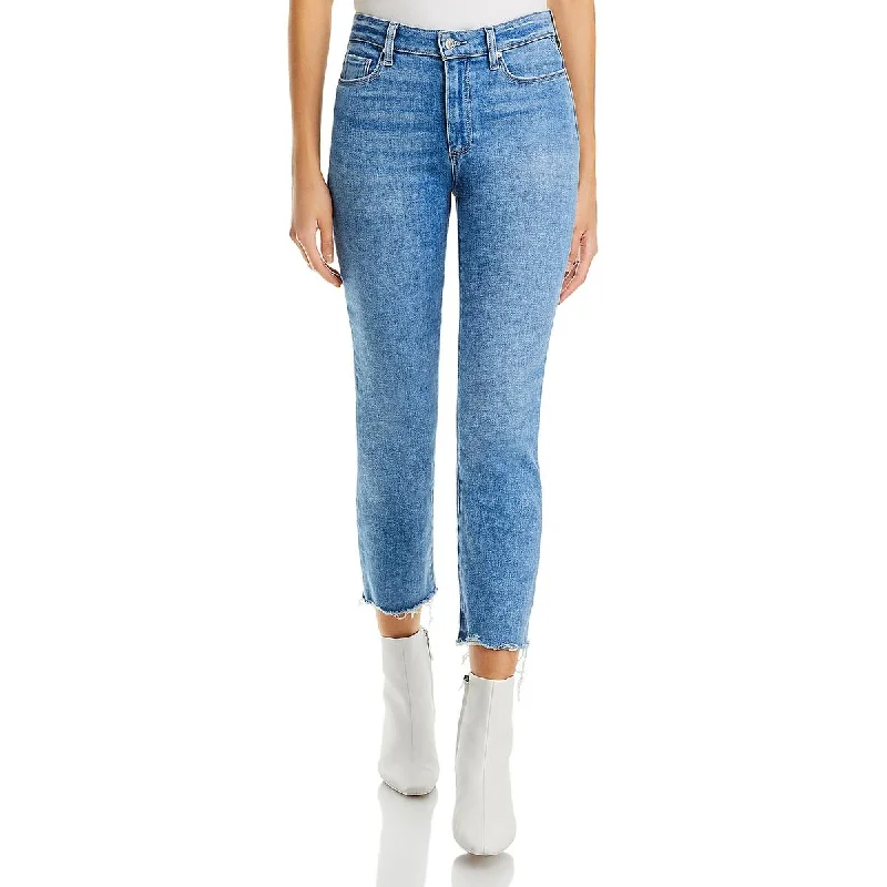 Paige Womens Cindy High Rise Light Wash Cropped Jeans Cozy Relaxed Fit Jeans