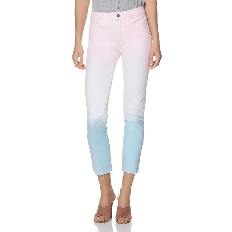 Paige Womens Hoxton Denim High Rise Slim Jeans Elegant Raw Hem Jeans