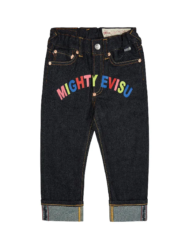 Seagull and Slogan Regular Fit Denim Jeans Comfortable Dark Wash Jeans