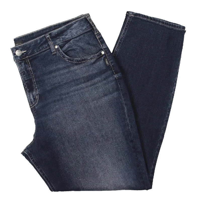Silver Jeans Co. Womens Plus Curvy Fit High-Rise Straight Leg Jeans Classic Slim Fit Jeans