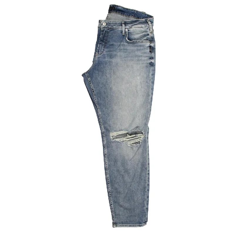 Silver Jeans Co. Womens Plus High Rise Distressed Straight Leg Jeans Trendy Patchwork Denim Jeans Silver Jeans Co. Womens Plus High Rise Distressed Straight Leg Jeans Trendy Patchwork Denim Jeans