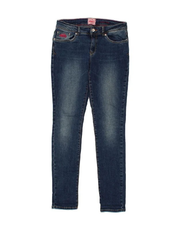 SUPERDRY Womens Standard Skinny Jeans W32 L31 Blue Cotton Trendy Pleated Waist Jeans SUPERDRY Womens Standard Skinny Jeans W32 L31 Blue Cotton Trendy Pleated Waist Jeans