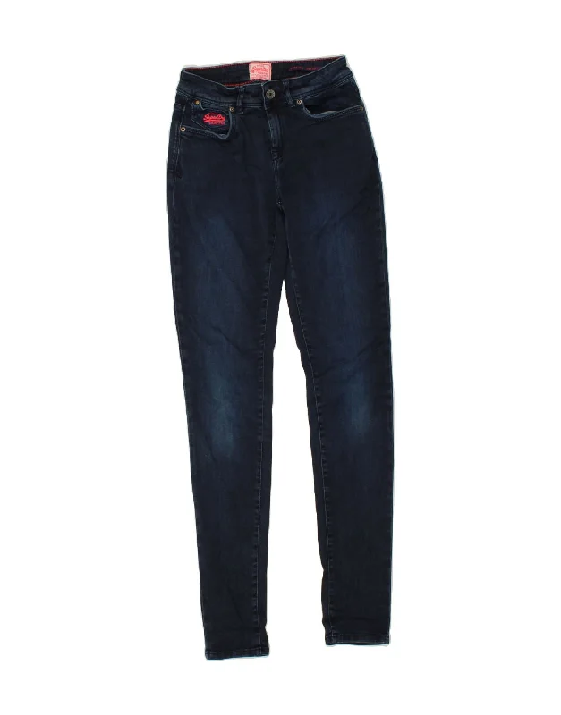 SUPERDRY Womens Standard Super Skinny Jeans W28 L32 Navy Blue Cotton Elegant Tapered Leg Denim SUPERDRY Womens Standard Super Skinny Jeans W28 L32 Navy Blue Cotton Elegant Tapered Leg Denim