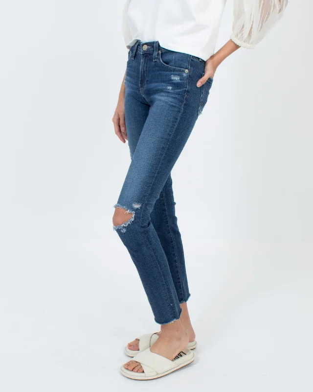 "The Prima Roll-Up" Skinny Jeans Trendy Patchwork Denim Jeans