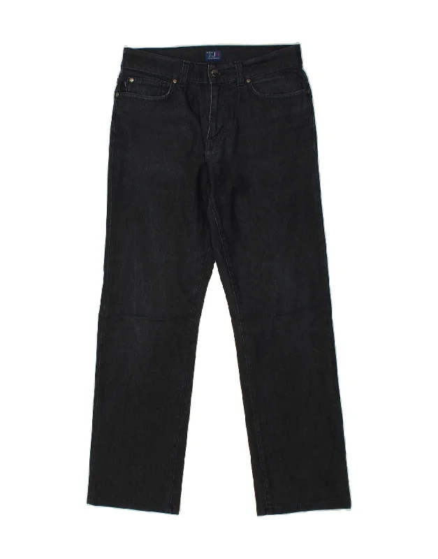 TRUSSARDI Womens Straight Jeans W29 L29 Navy Blue Cotton Chic Double Waistband Jeans TRUSSARDI Womens Straight Jeans W29 L29 Navy Blue Cotton Chic Double Waistband Jeans