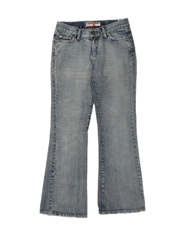 VINTAGE Womens Bootcut Jeans W28 L32 Blue Cotton Casual Bootcut Ripped Jeans