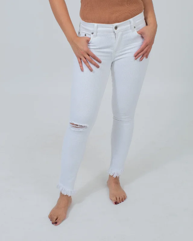 White Distressed Jeans Casual Distressed Skinny Jeans