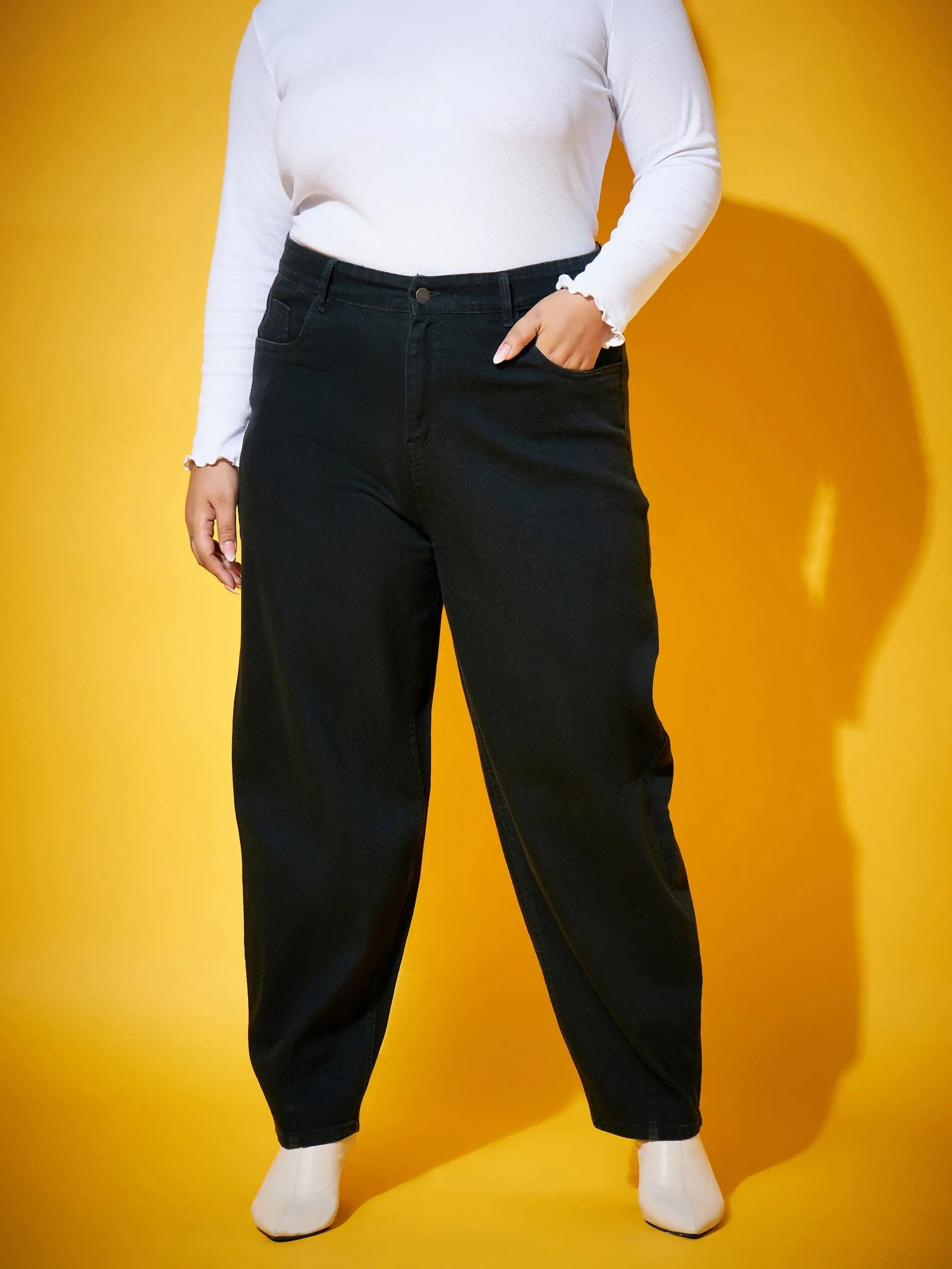 Women Black Balloon Fit Jeans-SFJEAN0375XXL Stylish Slim Fit Denim